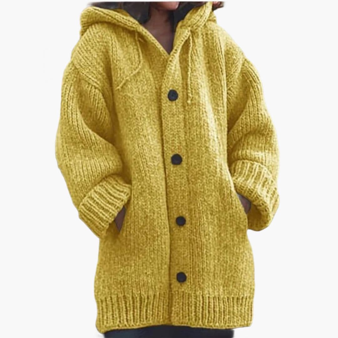 Cardigan femme capucheet avec Boutonné et coupe ample
