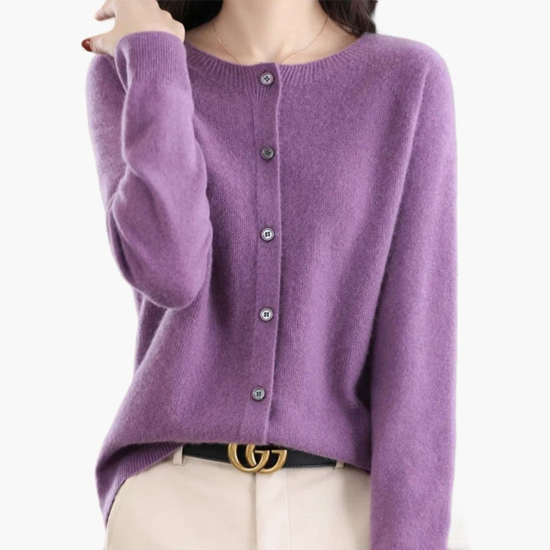 Cardigan femme col rond avec fermeture à boutons