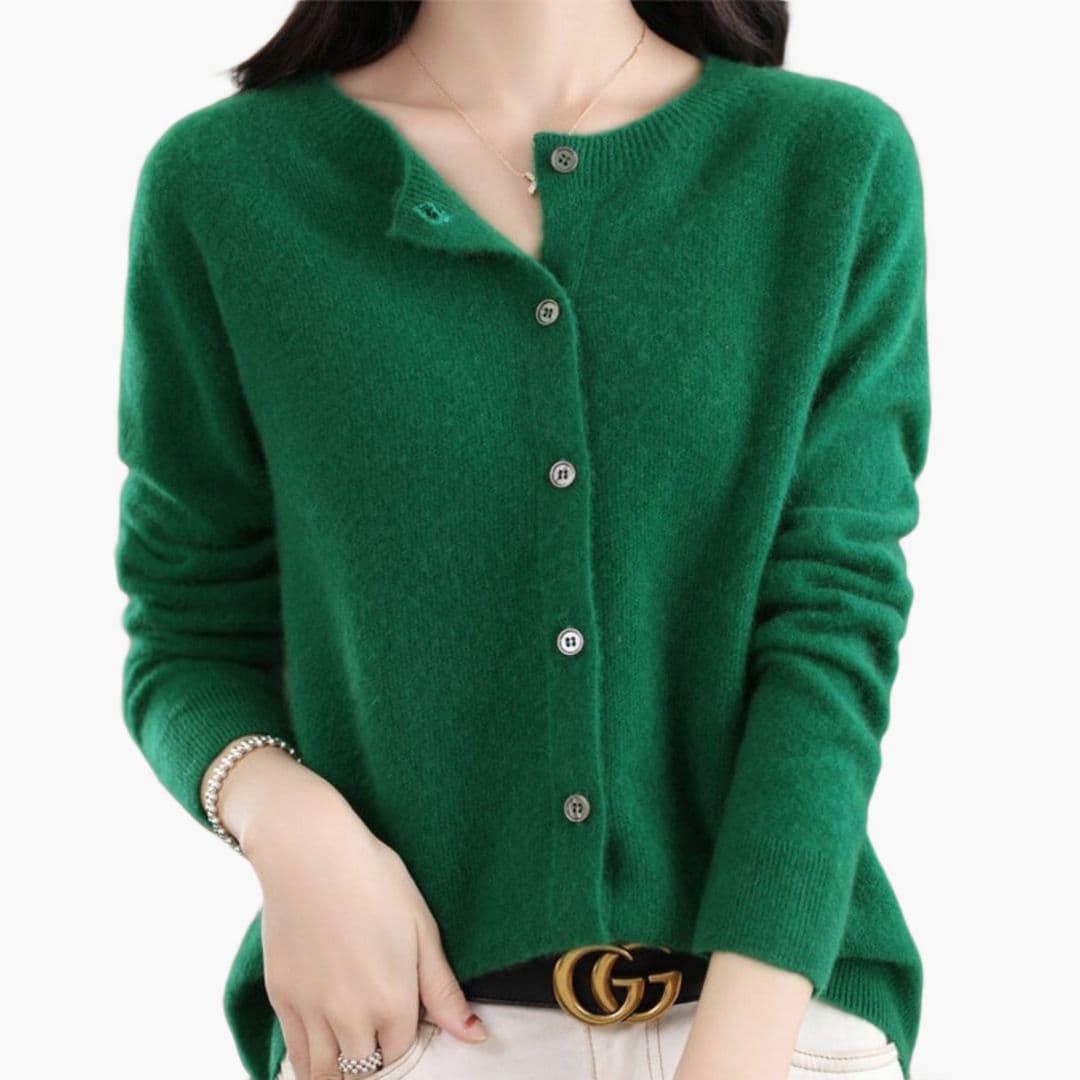 Cardigan femme col rond avec fermeture à boutons