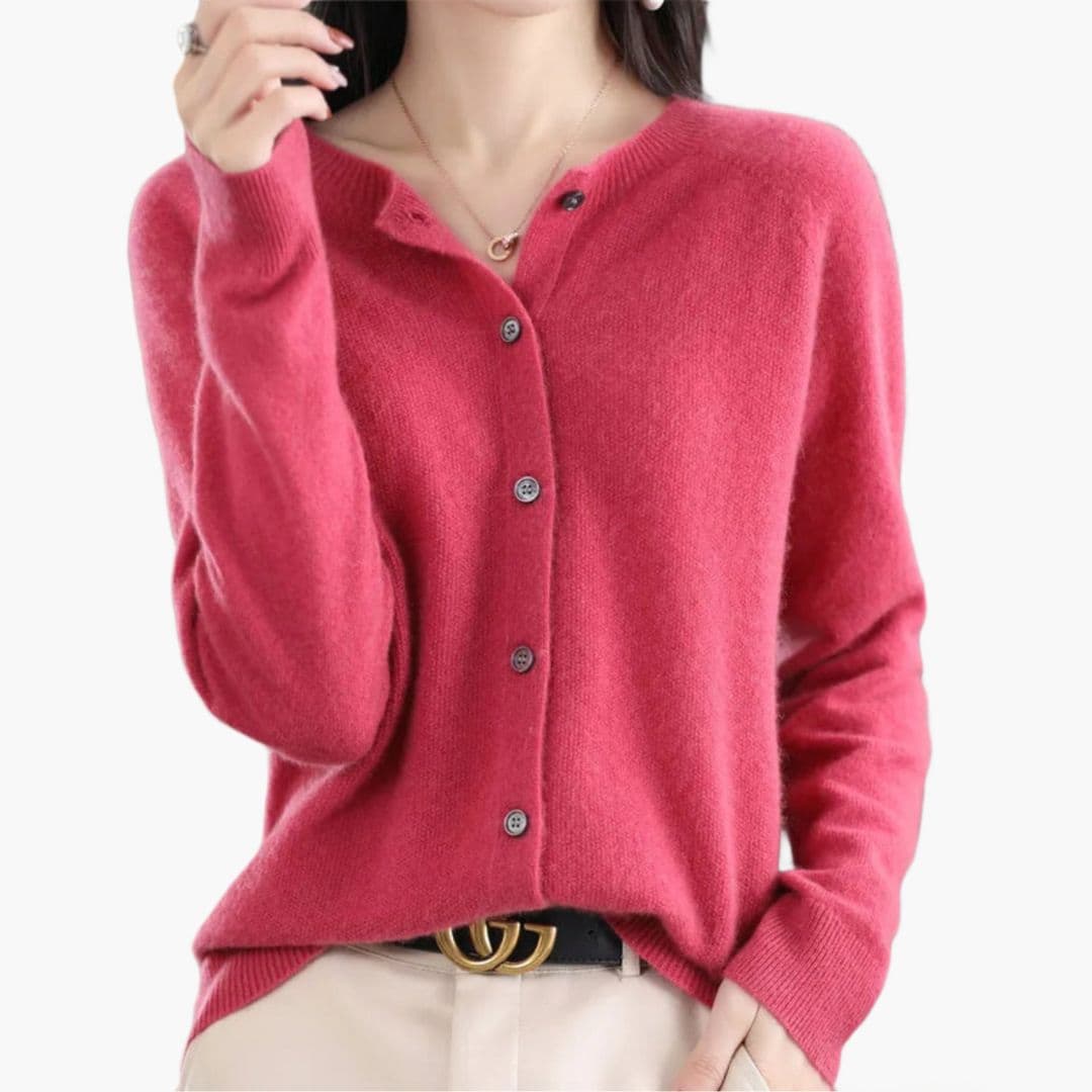 Cardigan femme col rond avec fermeture à boutons
