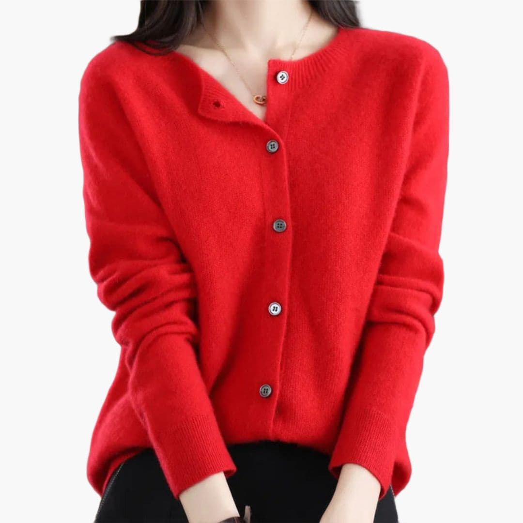 Cardigan femme col rond avec fermeture à boutons