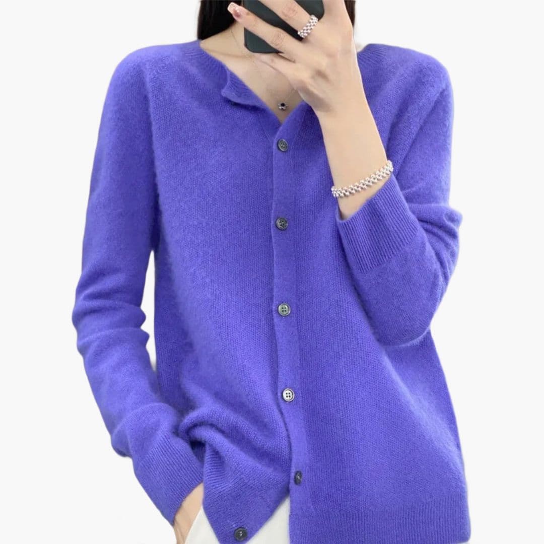 Cardigan femme col rond avec fermeture à boutons