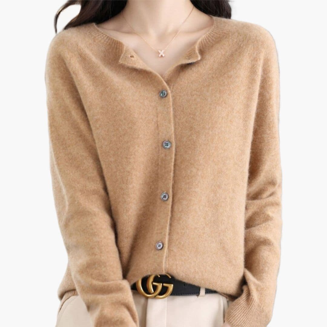 Cardigan femme col rond avec fermeture à boutons