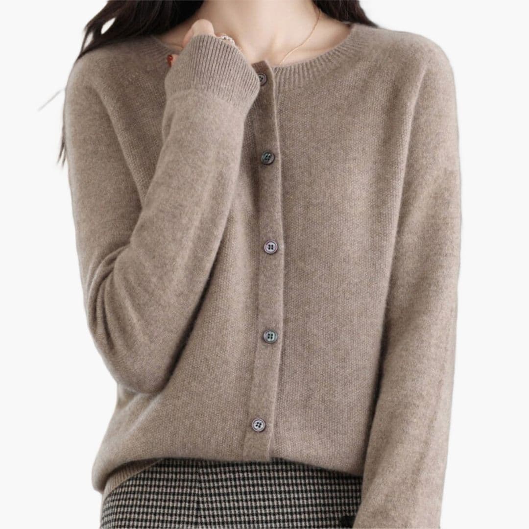Cardigan femme col rond avec fermeture à boutons
