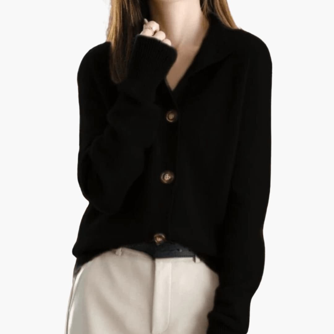 Cardigan femme en maille à col à revers et fermeture à boutons