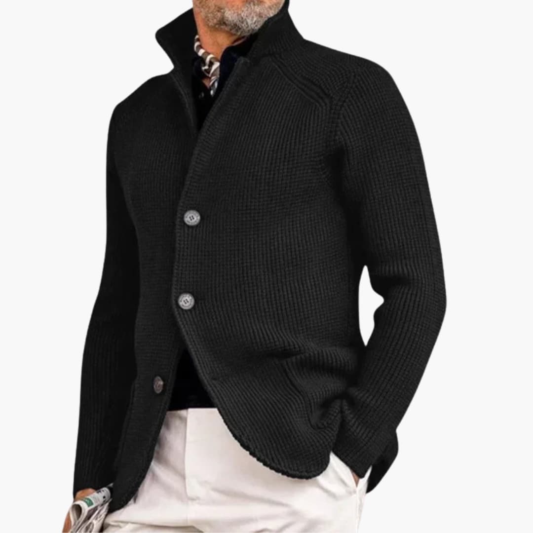 Cardigan homme avec col montant et fermeture boutonnée