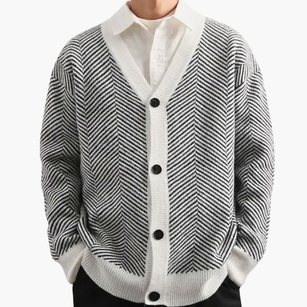 Cardigan homme en maille avec col V