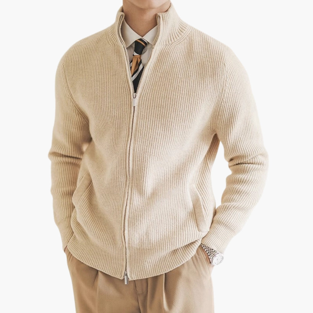 Cardigan homme en maille côtelée