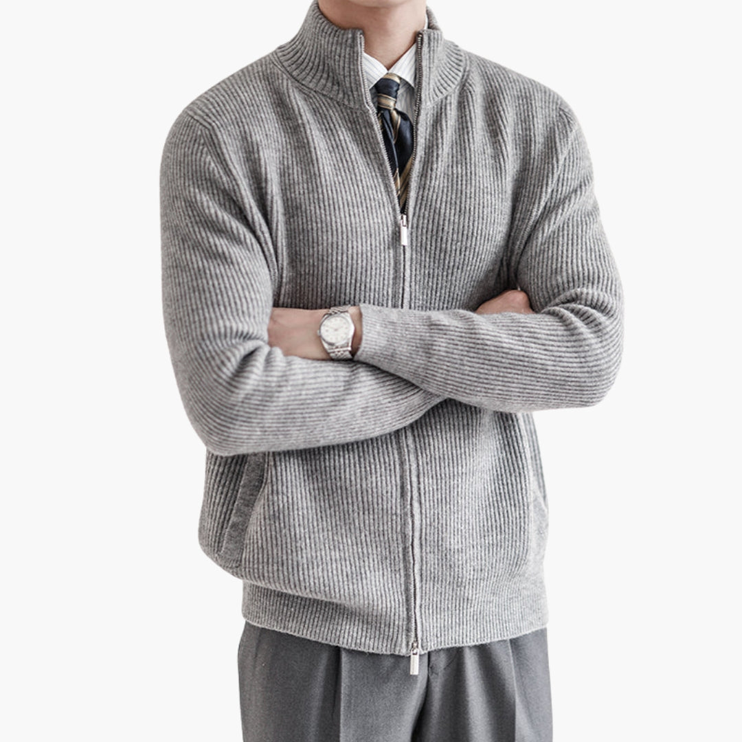 Herrenstrickjacke aus Rippstrick