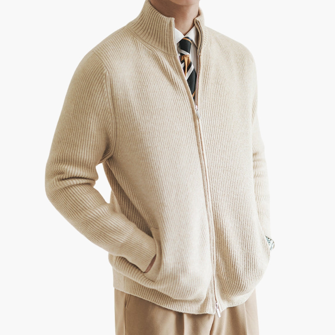 Cardigan homme en maille côtelée