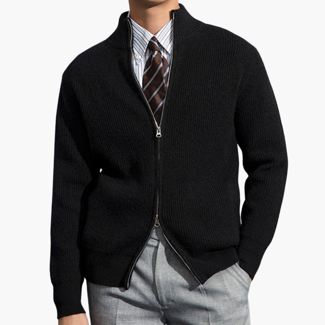 Herrenstrickjacke aus Rippstrick