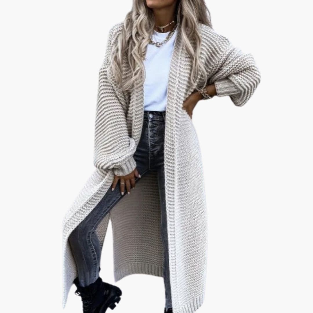 Cardigan long femme à ouverture devant