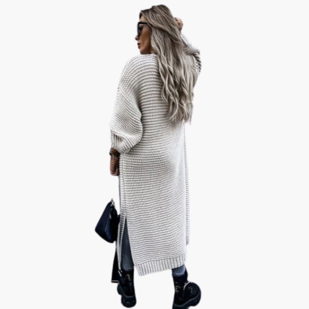 Cardigan long femme à ouverture devant