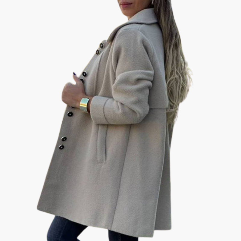 Cardigan long pour femme à boutons et col classique