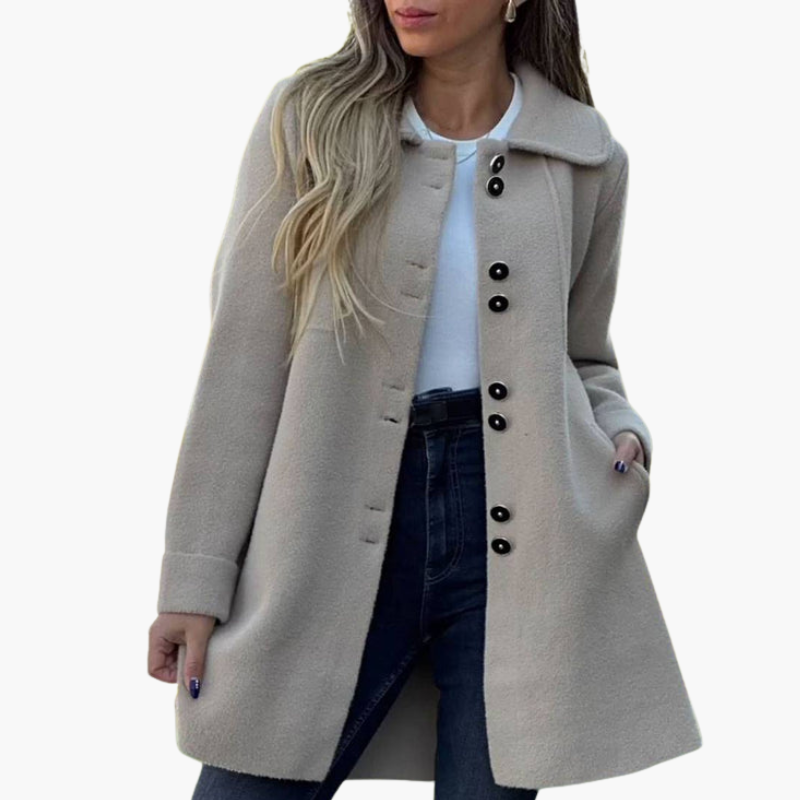Cardigan long pour femme à boutons et col classique