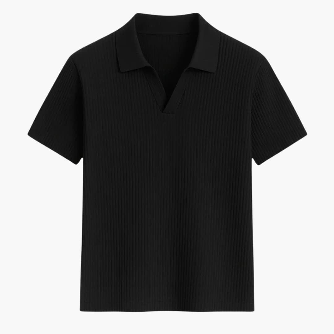Chandail polo en tricot côtelé pour hommes avec col ouvert