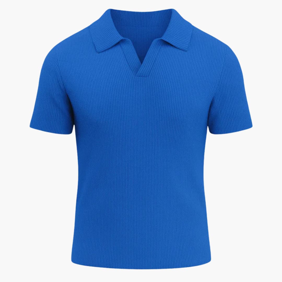 Chandail polo en tricot côtelé pour hommes avec col ouvert