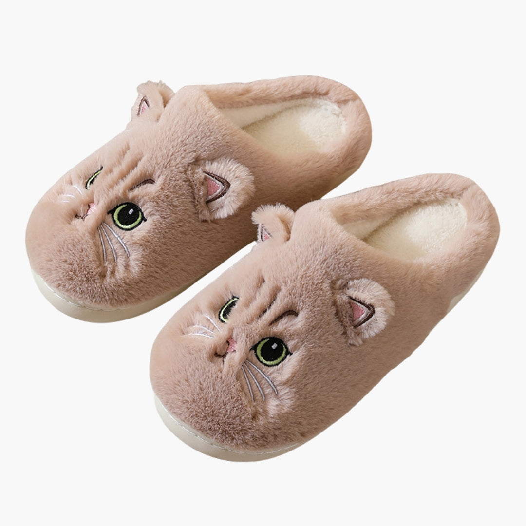 Chaussons Femme Motif Chat à Bout Fermé