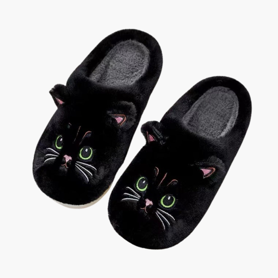 Chaussons Femme Motif Chat à Bout Fermé