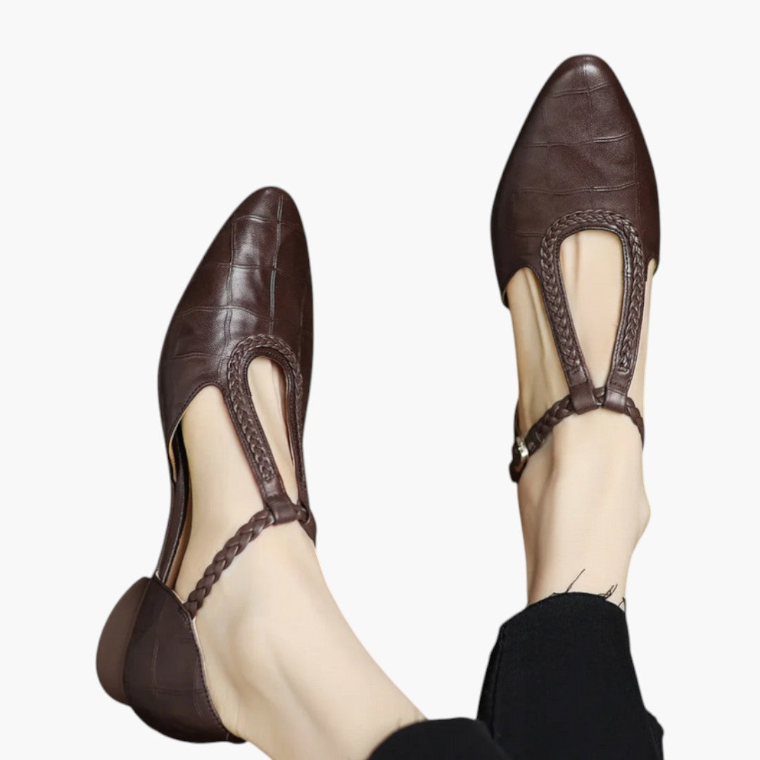 Chaussures Femme Plates avec Bride Tressée et Bout Pointu