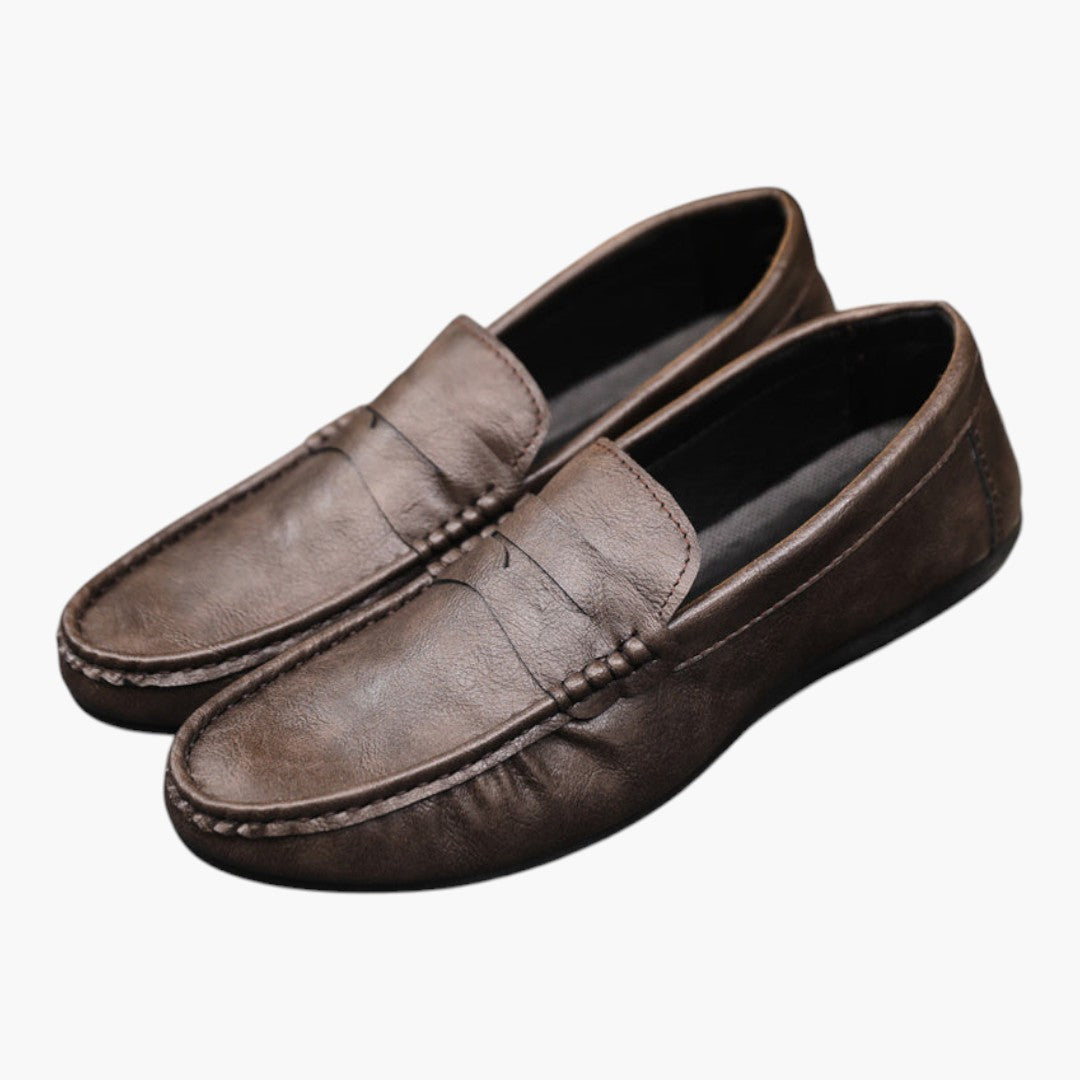 Chaussures Homme Slip On a Semelle Caoutchouc et Bout Rond
