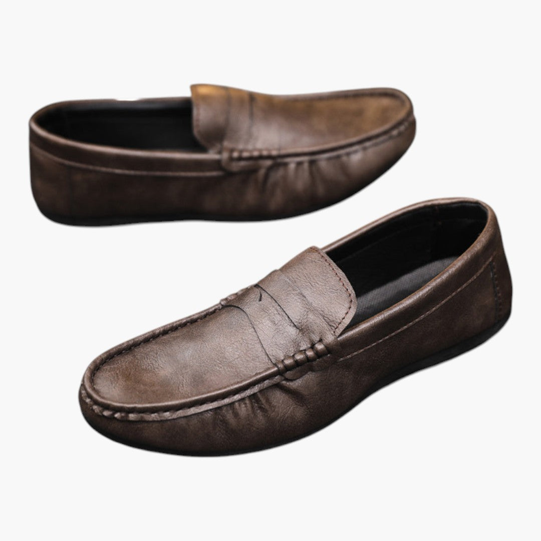 Chaussures Homme Slip On a Semelle Caoutchouc et Bout Rond