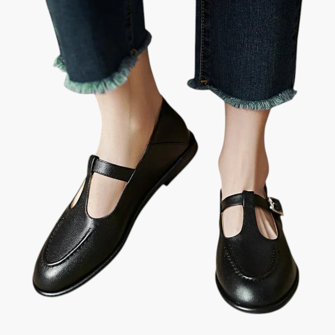 Chaussures Mary Jane Plates Femme avec Brides T et Talon Bas