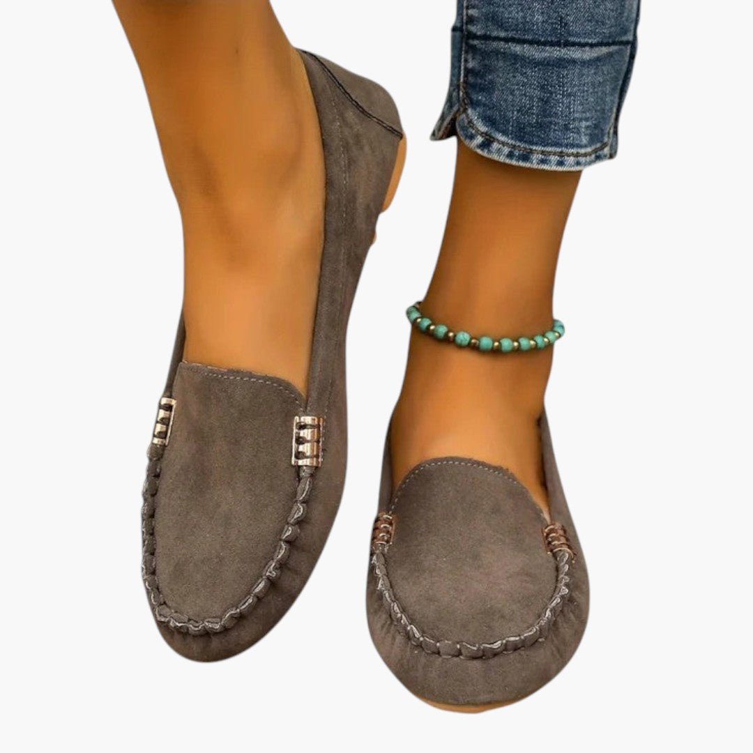 Chaussures Mocassins Femme a Semelle Plate et Détail Métallique