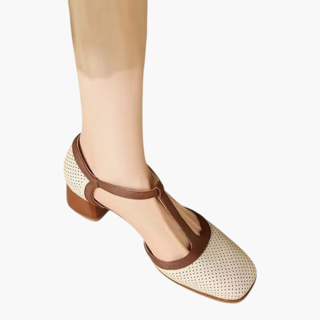 Chaussures à Talons Moyens Femmes avec Bout Carré et Sangle T