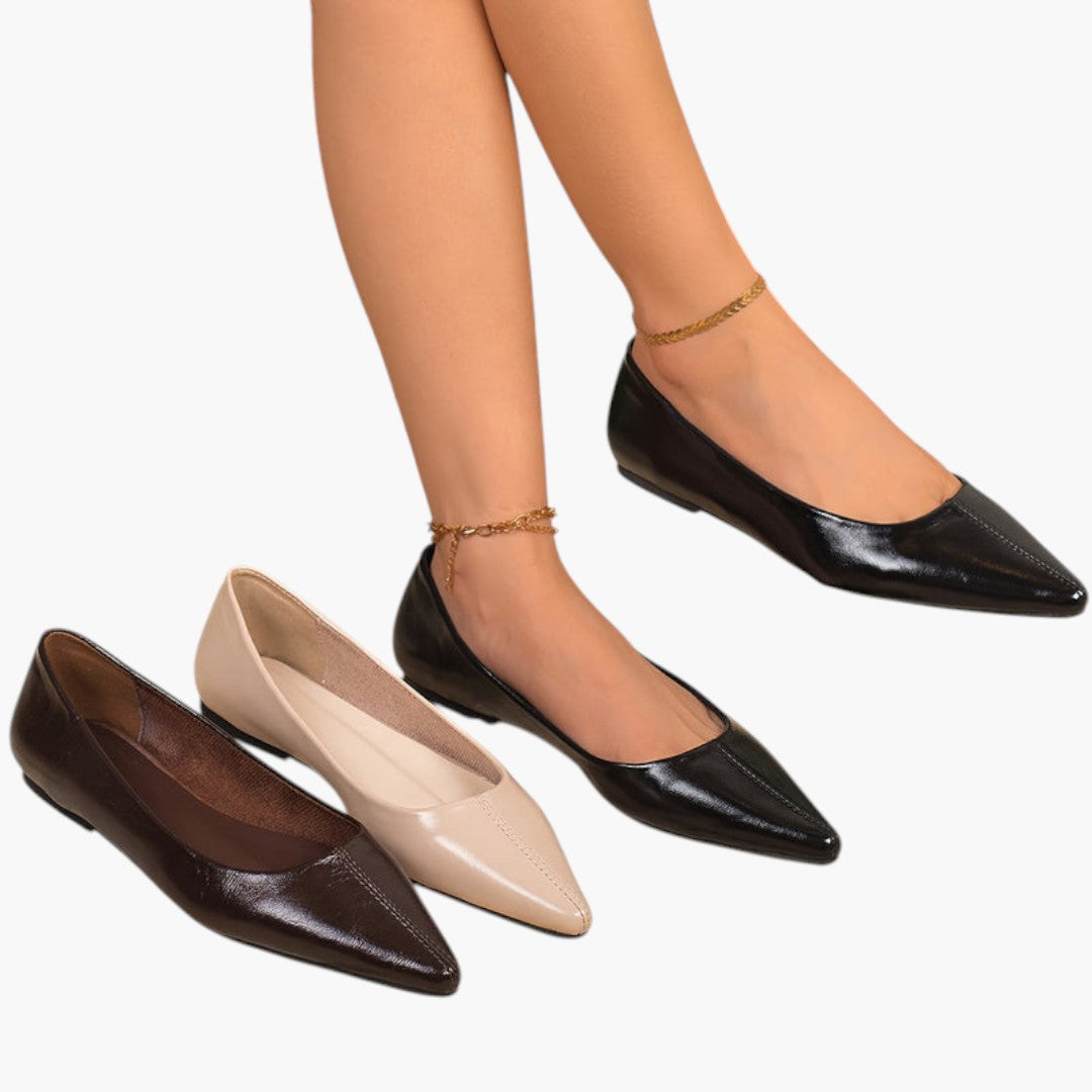 Chaussures plates femme avec bout pointu et semelle coussinée