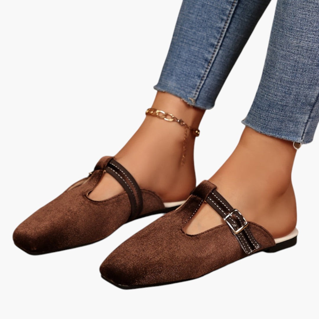 Chaussures plates femme avec bride et bout carré