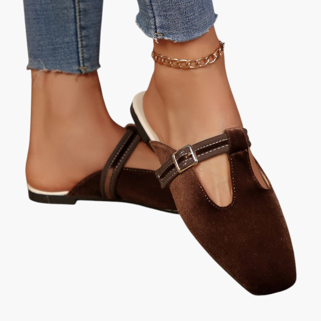 Chaussures plates femme avec bride et bout carré