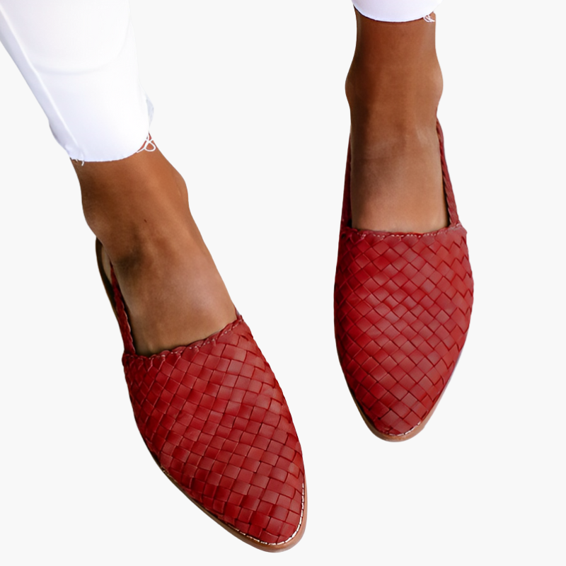 Chaussures slingback tissées pour femme à bout fermé et semelle plate