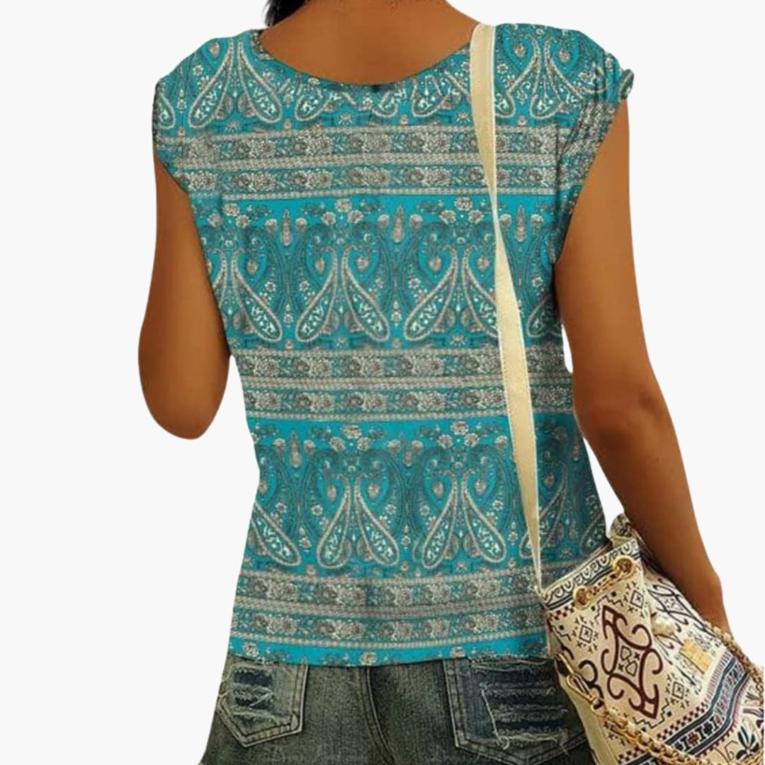 Camicia Donna con Collo a V e Maniche Corte Kimono