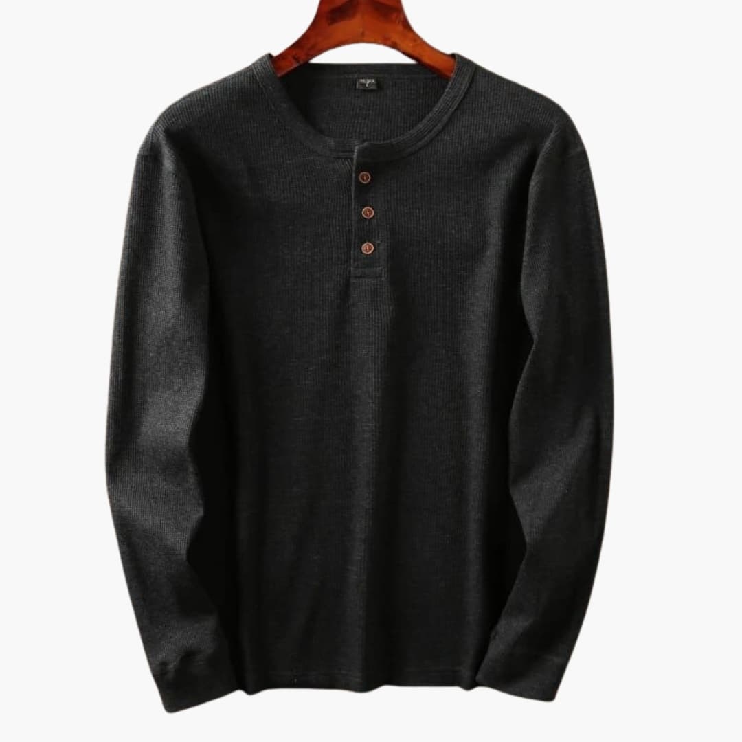 Chemise Henley homme à manches longues avec patte de boutonnage