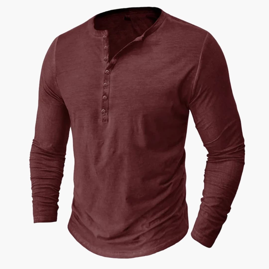 Chemise Henley homme à manches longues avec patte de boutons
