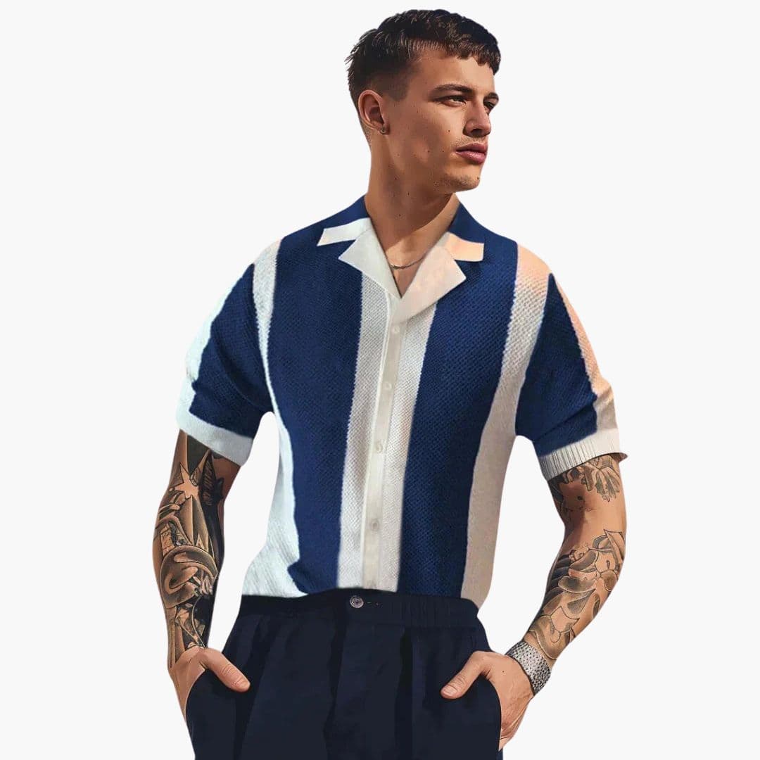 Chemise Homme Manches Courtes à Rayures Verticales