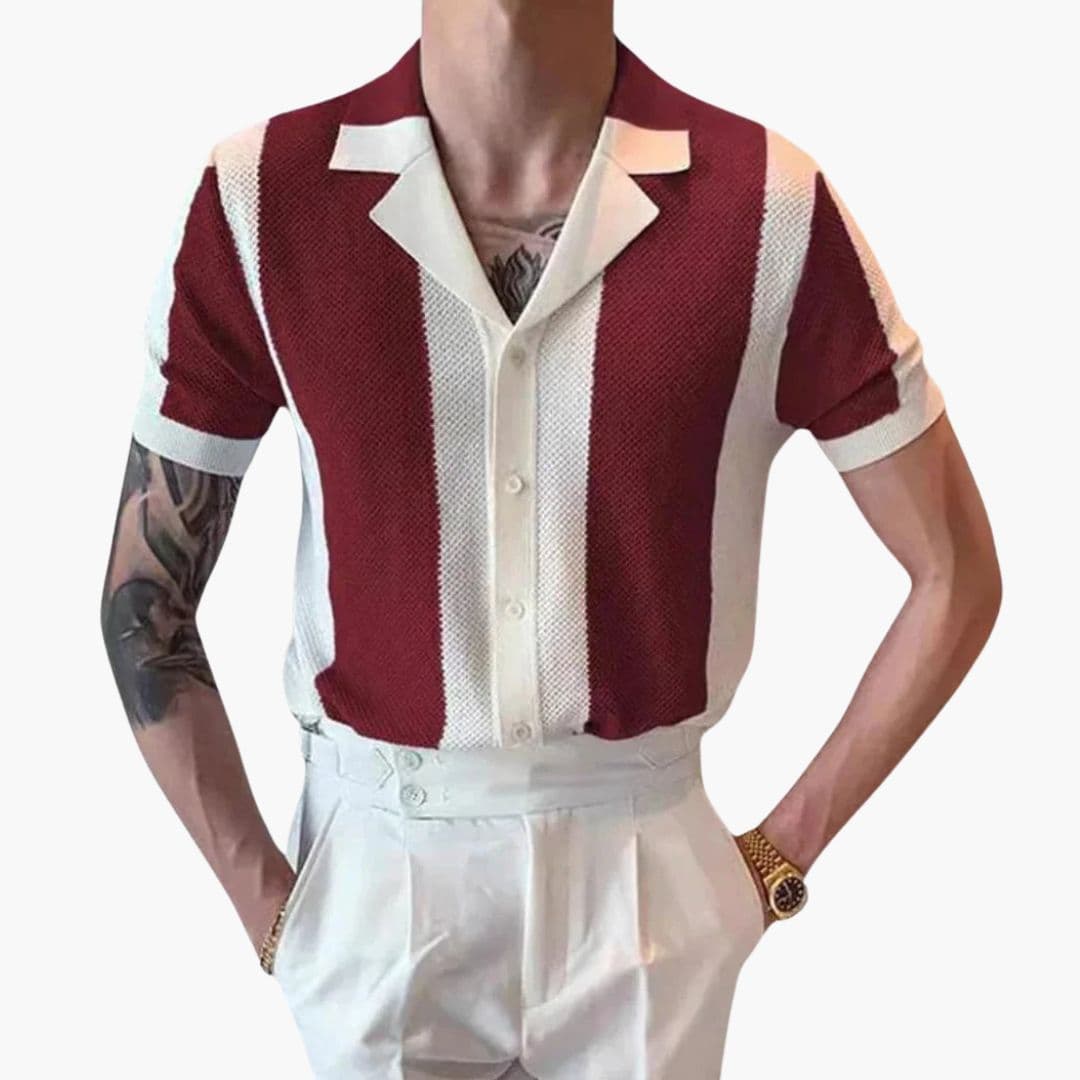 Chemise Homme Manches Courtes à Rayures Verticales