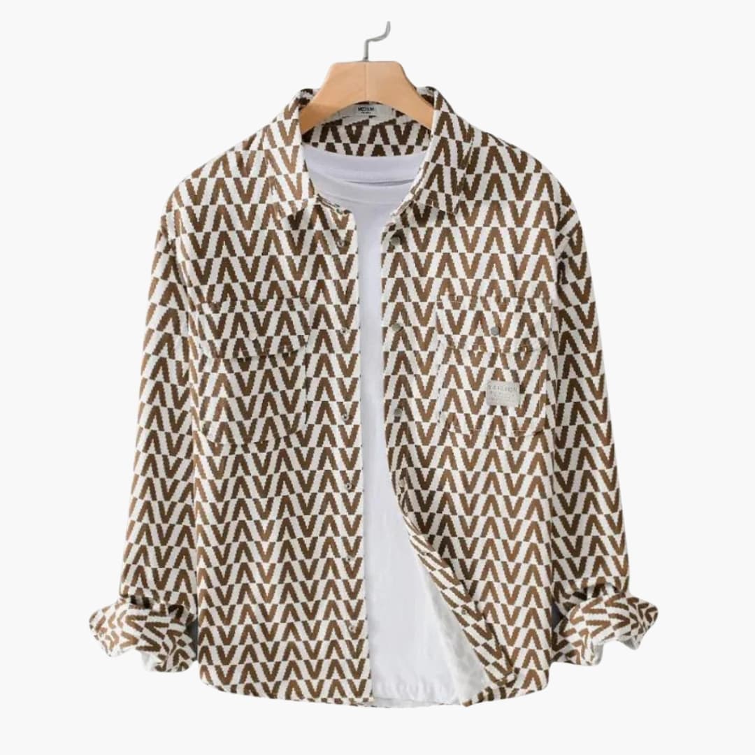 Chemise Homme à Manches Longues et Motif Géométrique