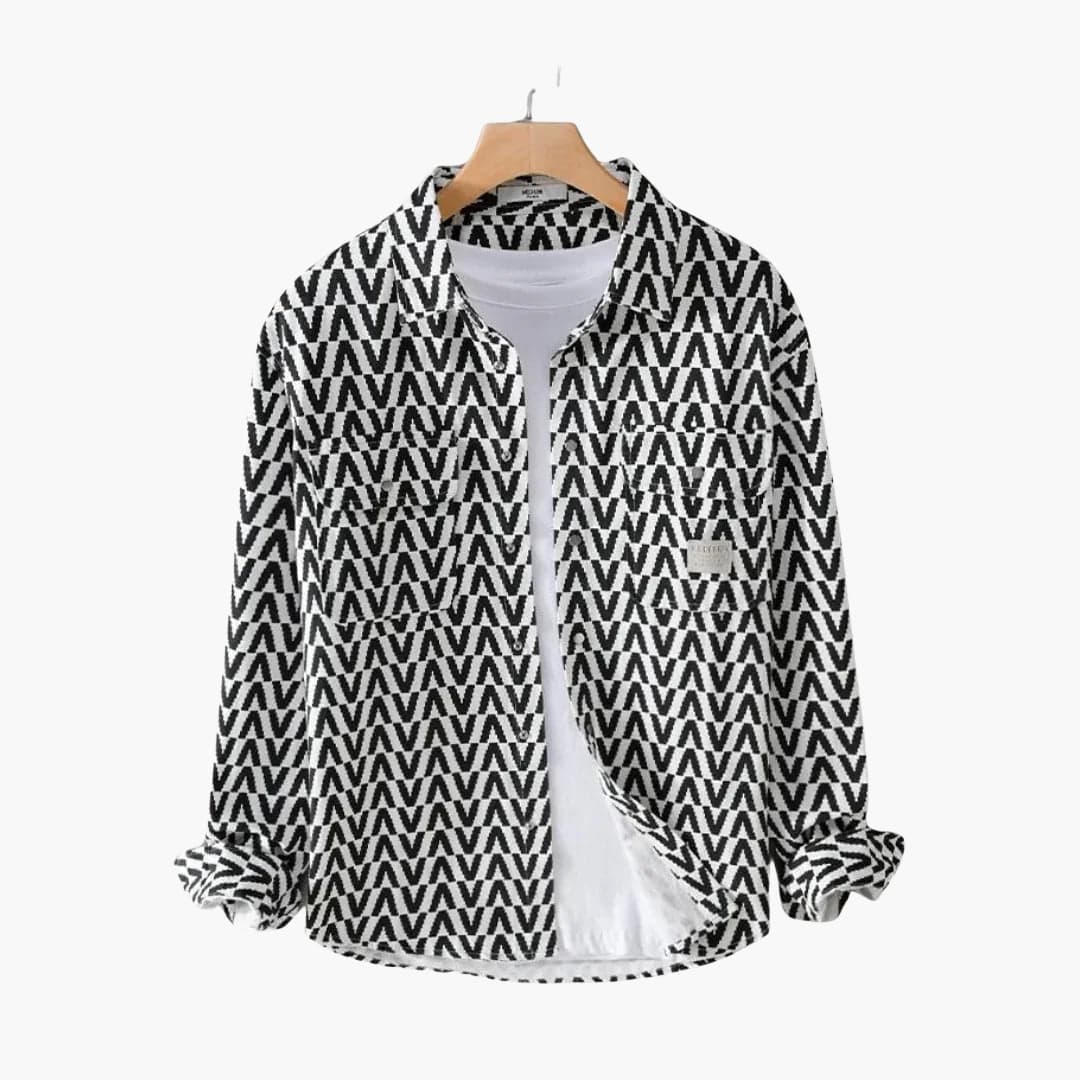 Chemise Homme à Manches Longues et Motif Géométrique