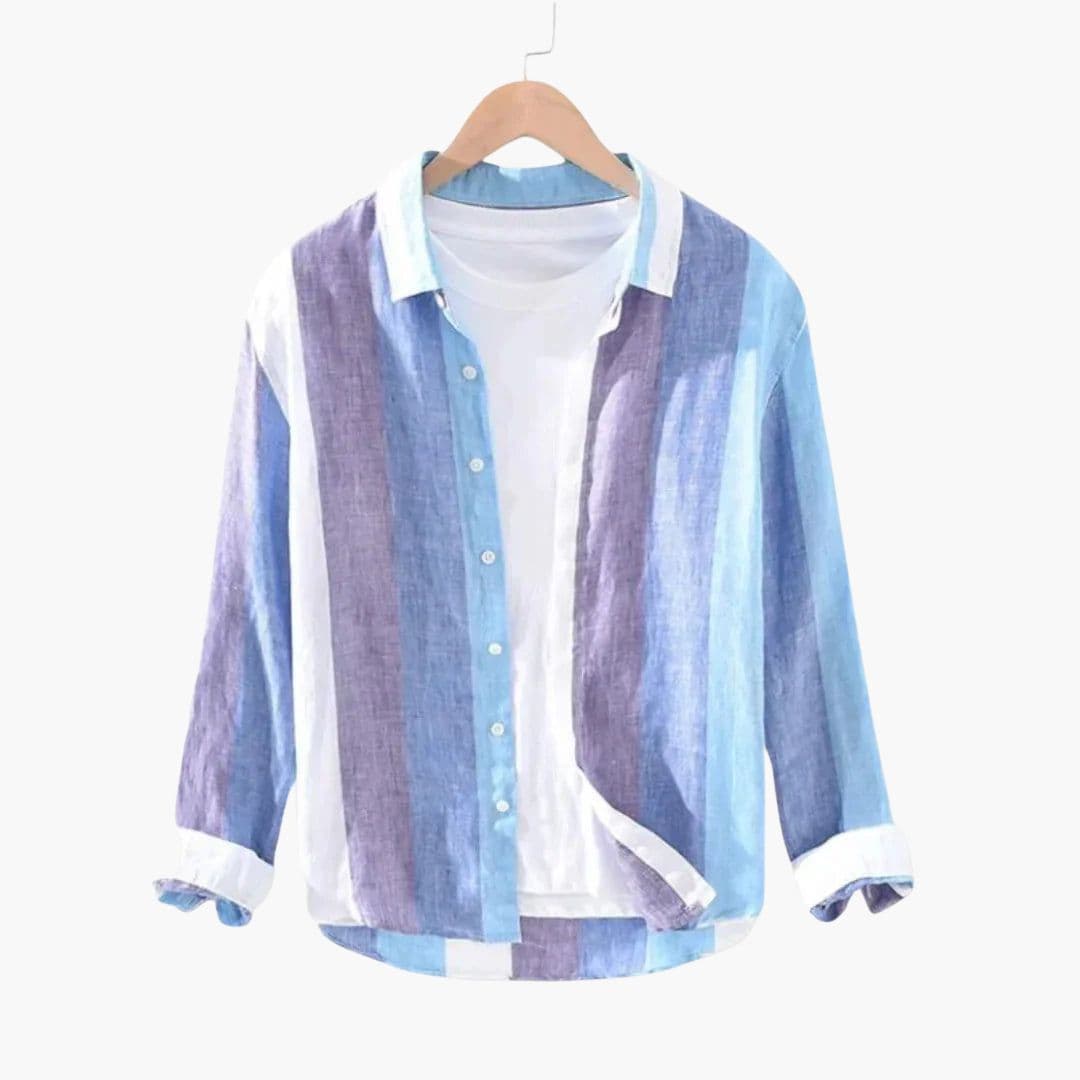 Chemise Homme à Manches Longues et Rayures Verticales