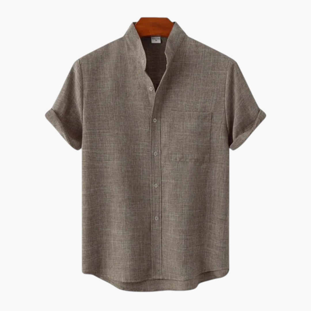 Chemise Homme avec Col Montant et Manches Courtes