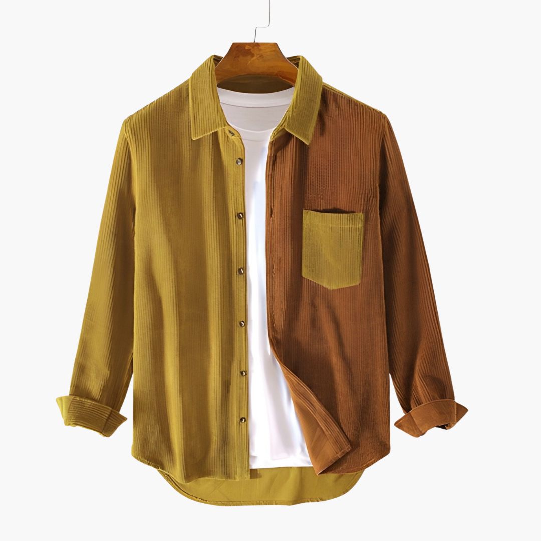 Chemise Homme en Velours Côtelé avec Col Rayé