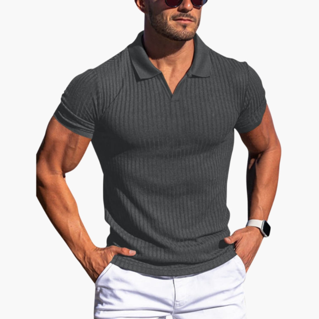 Chemise Polo Homme avec Col et Surface Côtelée