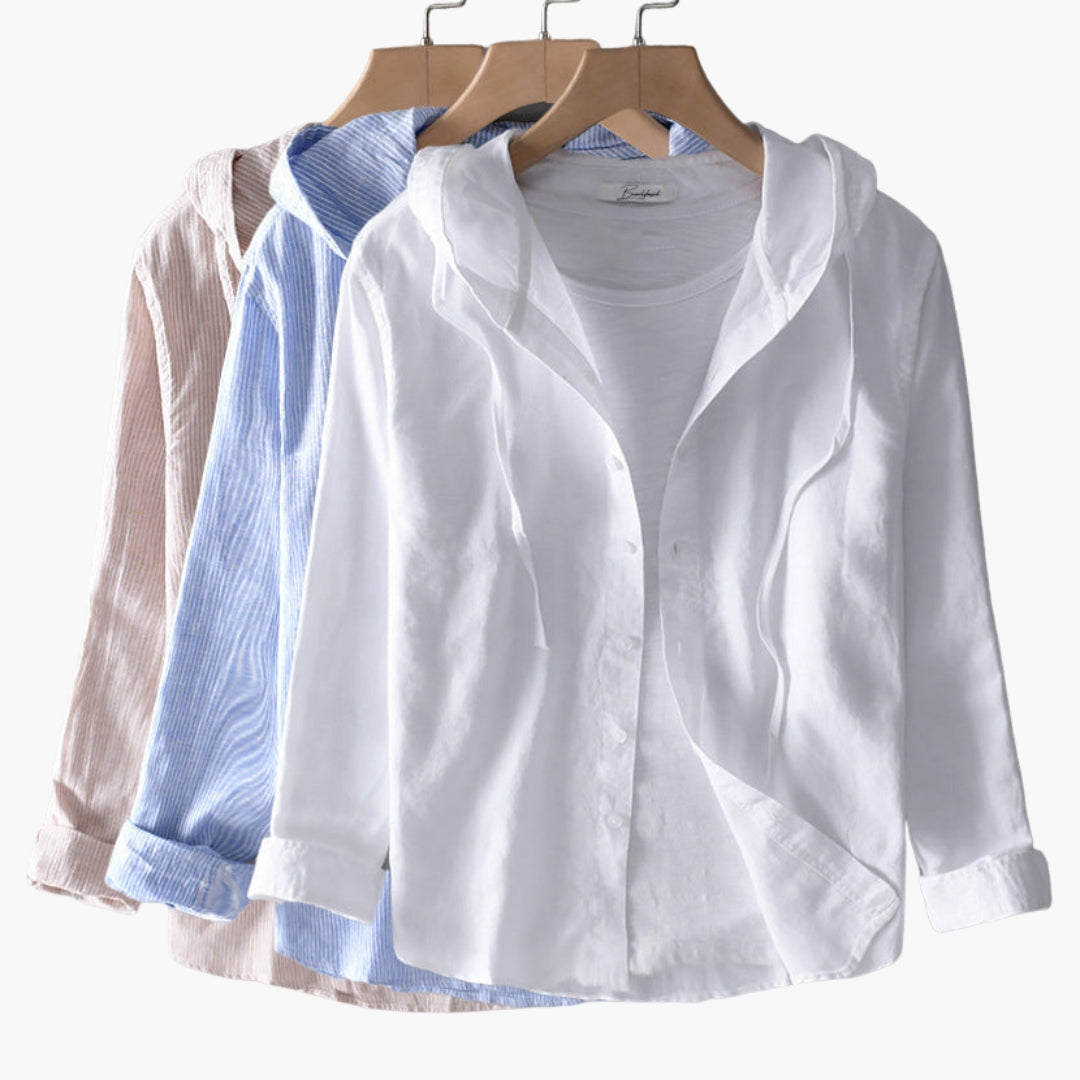 Chemise à capuche boutonnée pour femme