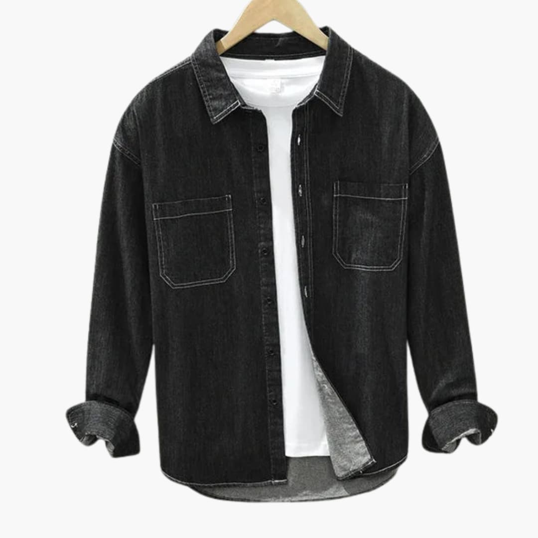 Chemise en denim homme avec fermeture à boutons et poche poitrine
