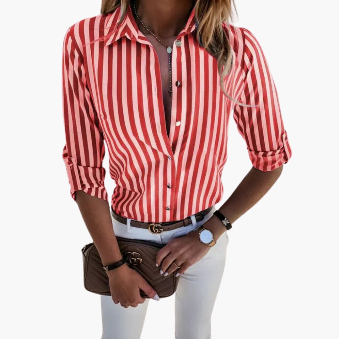 Chemise femme à rayures et fermeture boutonnée devant