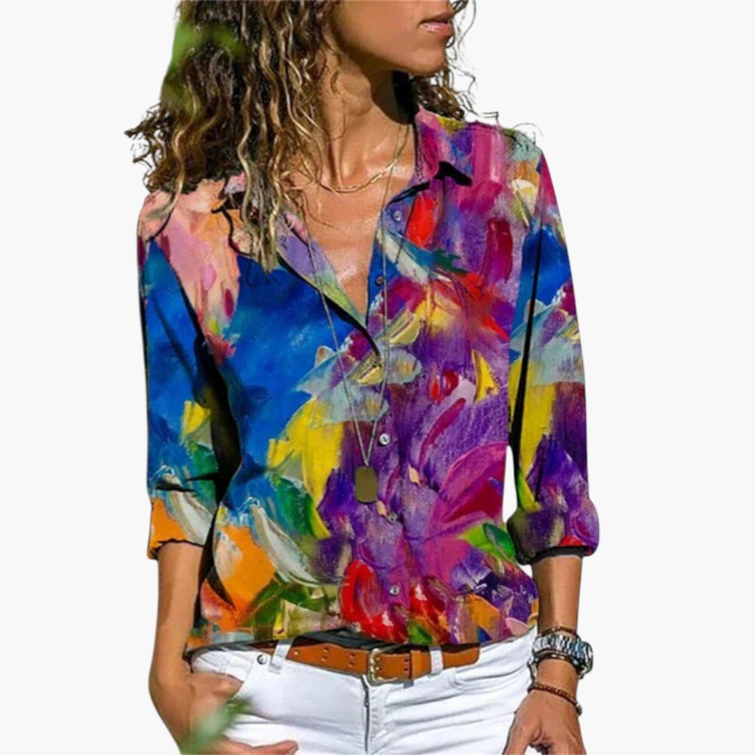 Camicia donna con patta di bottoni e stampa