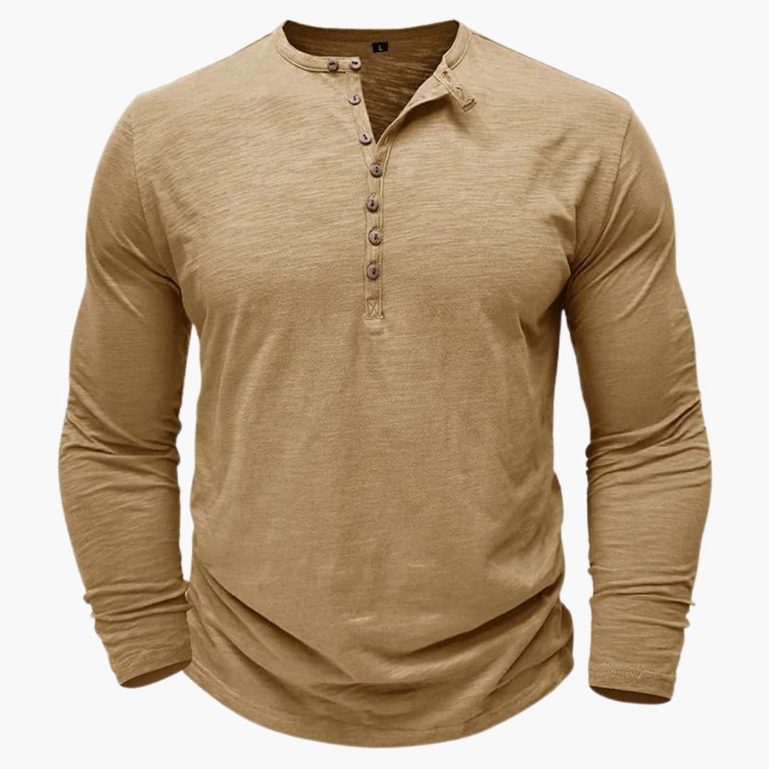 Chemise henley homme manches longues avec patte de boutonnage