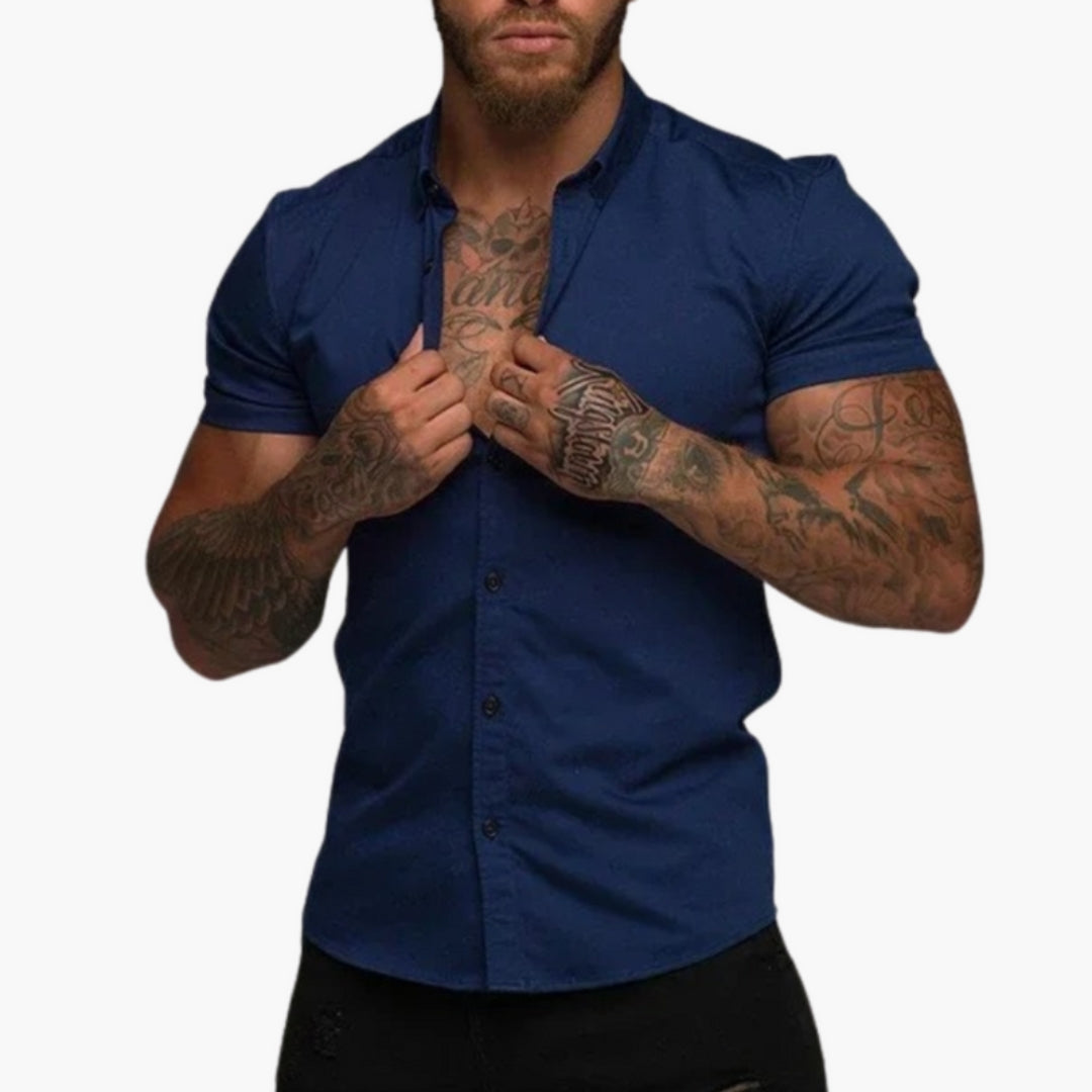 Camicia uomo con colletto classico e maniche corte